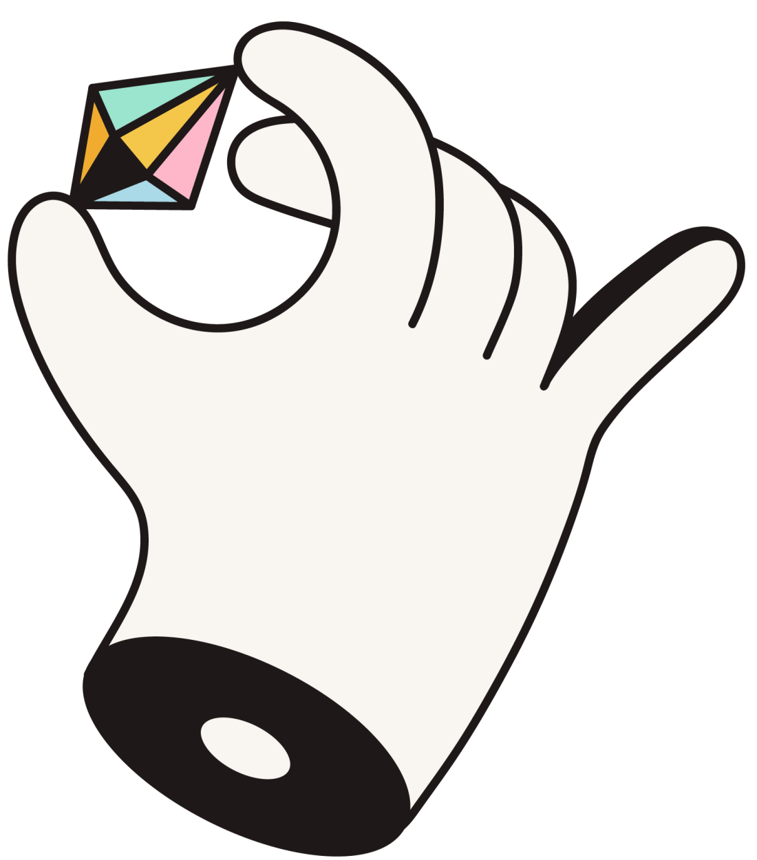 Hand holding a diamond